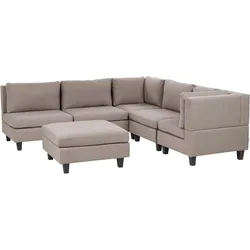 ECKFSOFA Modul 5-Sitzer linksseitig Braun Stoff mit Ottomane Unstad