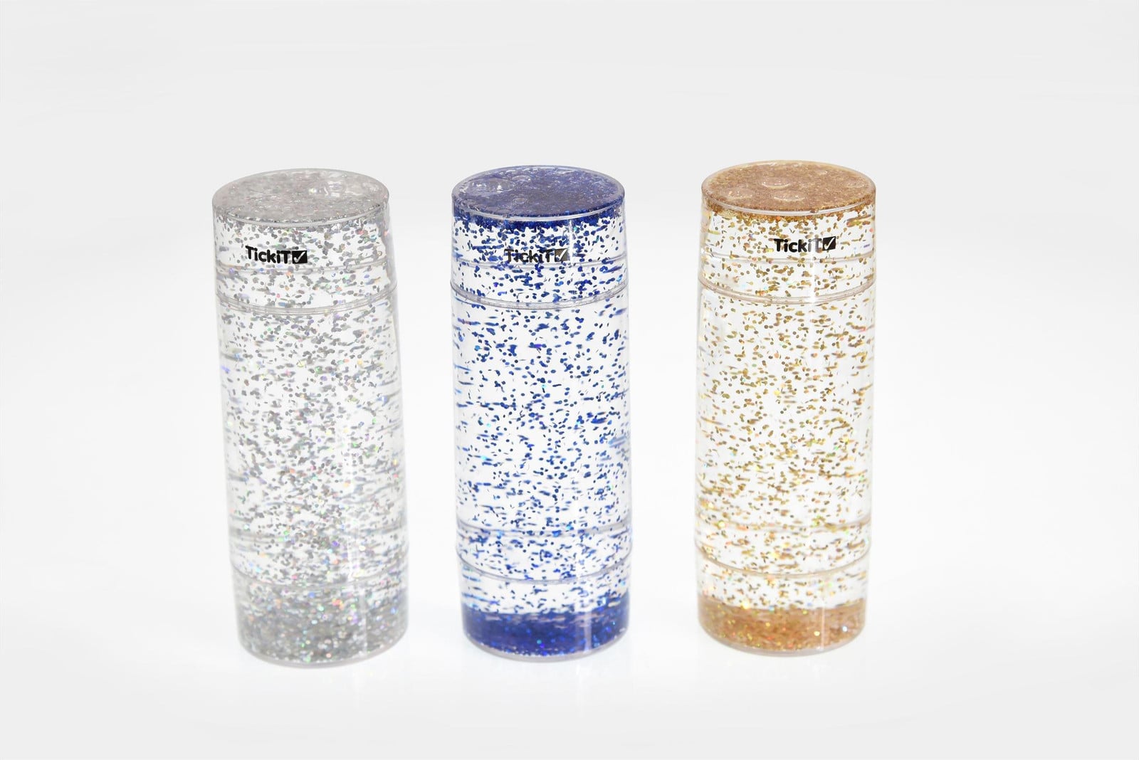 TickiT Sensoriële Glitterregen Set, 3 stuks, Blauw, Goud, Zilver