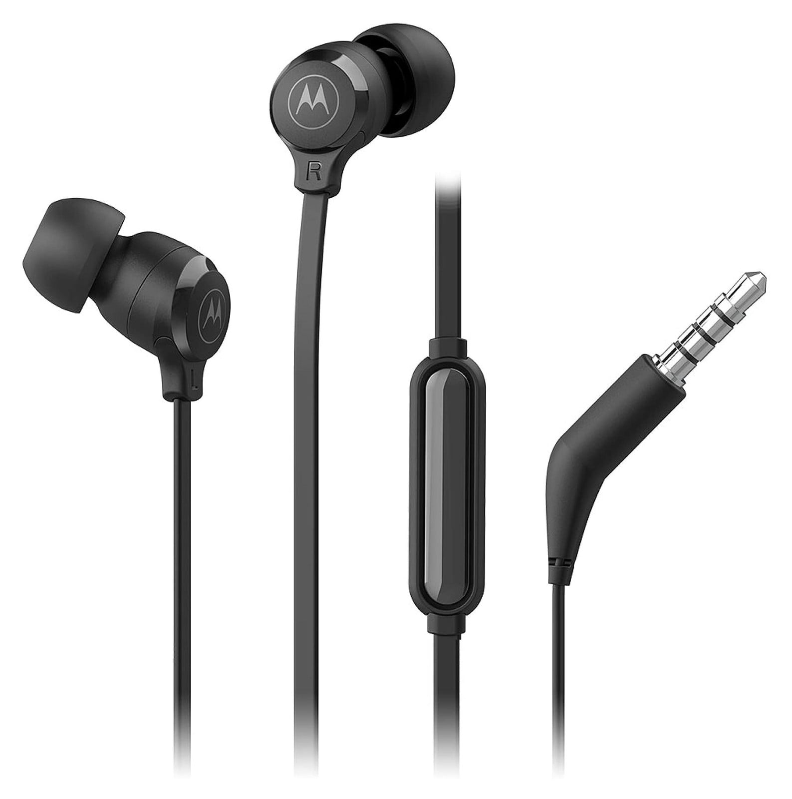 Motorola Sound In-ear koptelefoon 3-S met kabel, ingebouwde microfoon, zwart, losse oordopjes S-M-L
