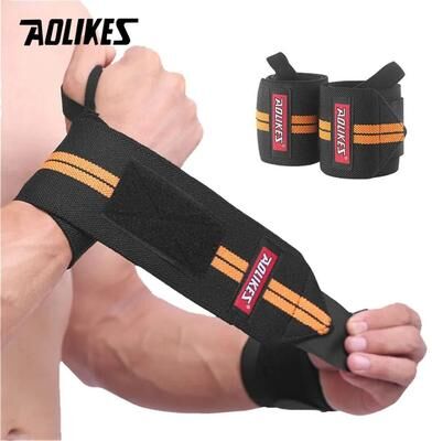 Uplift Picks AOLIKES Adjustable Weightlifting Wrist Wraps For Powerlifting Strength Training And Gym Support orange