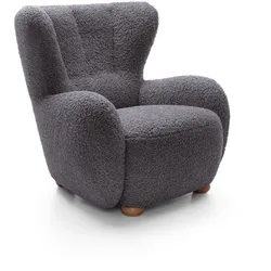 SESSEL MIST, Polstersessel Klassisch Loungesessel, Bucle-Stoff Braun