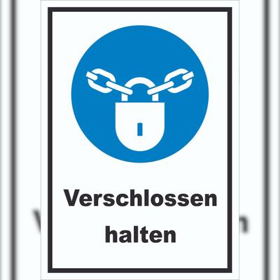 HB-Druck Verschlossen halten Schild A1 Rückseite selbstklebend