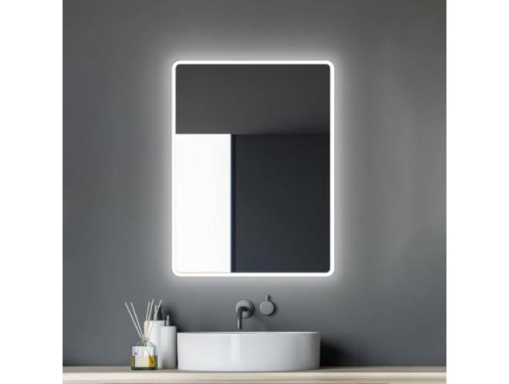 Talos Moon Badspiegel mit Beleuchtung 80x60 cm - Badezimmerspiegel mit Beleuchtung - feuchtraumgeeignet durch umlaufenden Aluminiumrahmen - Spiegel mit Lichtfarbe in Neutralweiß