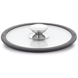 Berndes Glasdeckel mit schwarzem Silikonrand, Glas, transparent