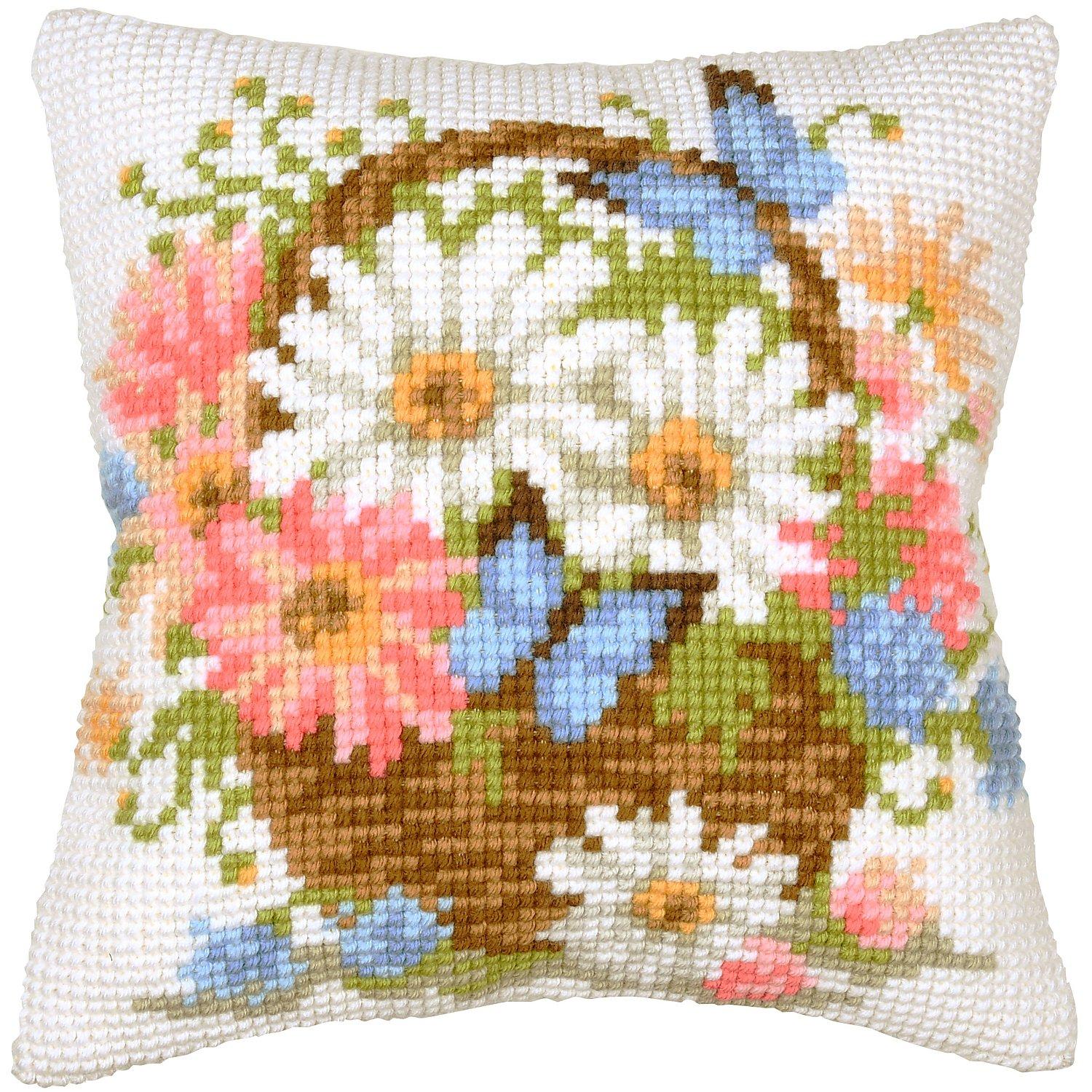 Kreuzstichkissen "Blumenkorb"