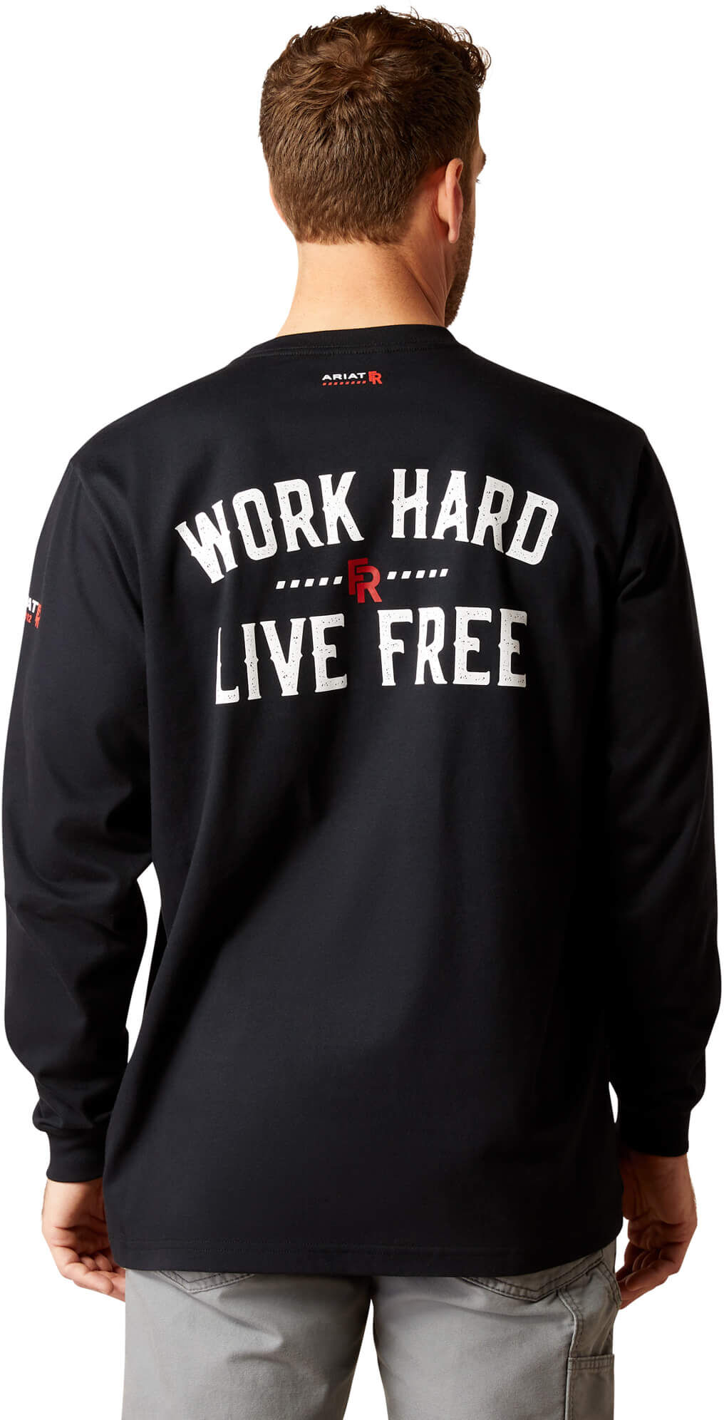 Men's Flame-Resistant Work Hard Live Flame-Resistantee T-Shirt in Black Cotton, Size: 2XL-T by Ariat