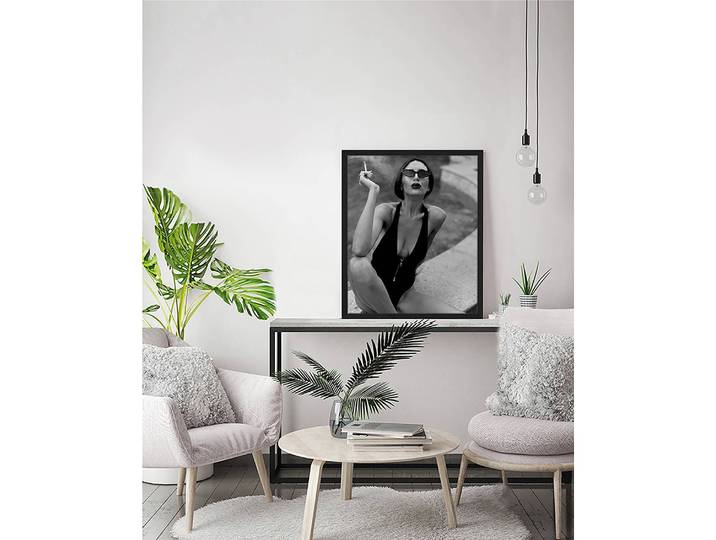 Tableau déco Smoking I Cadre : hêtre massif verni Revêtement : plexiglas Noir 53 x 63cm