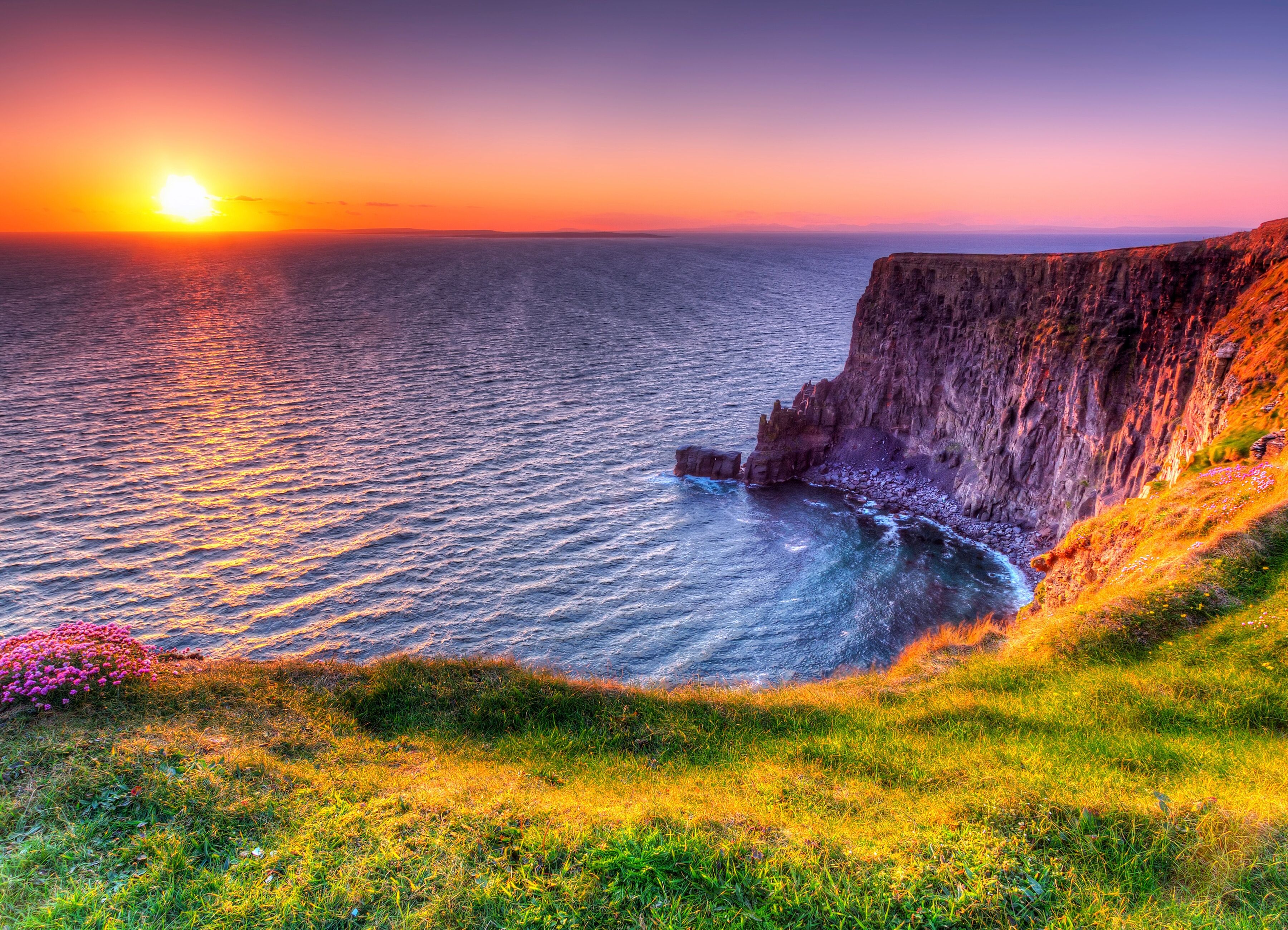 Fototapete PAPERMOON "Sunset at Moher Cliffs", bunt, B:4m L:2,6m, Vlies, Tapeten, Fototapete bunt B/L: 4m x 2,6m, Bahnen: 8 Stk.