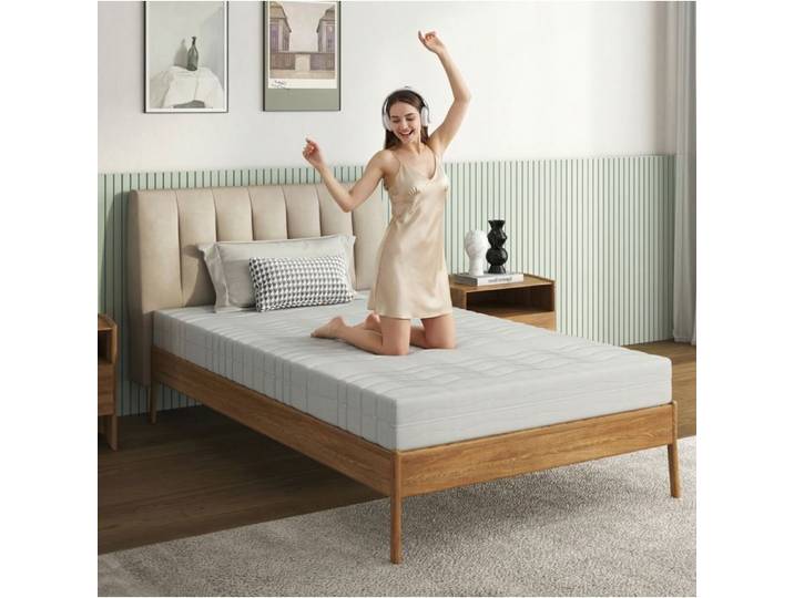 VUENOR Matelas 90x200 cm blanc - mousse D25 ergonomique 3D respirant déhoussable