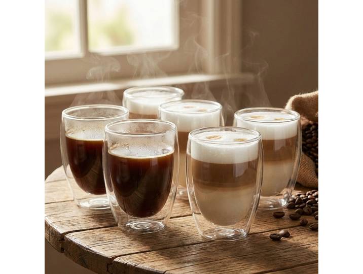 6er-Set Doppelwandiges Kaffee-Glas, 350 ml