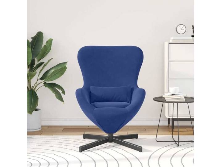 Bleu Fauteuil œuf - SOLOMON - Chaise relaxant - 1 personne - Bleu police 63x73x90 cm Velours FF5062