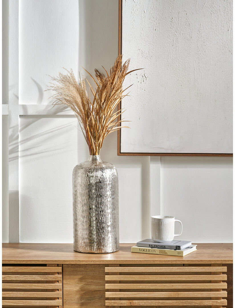 Canora Grey Handmade Aluminimum Table Vase Silver 38cm H X 19cm W X 19cm D