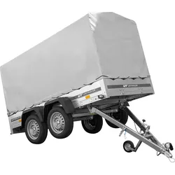 Der Anhänger Garden Trailer 264/2 KIPP MIT STÜTZRAD, H-1100-HOCHSPRIEGEL UND GRAUER PLANE