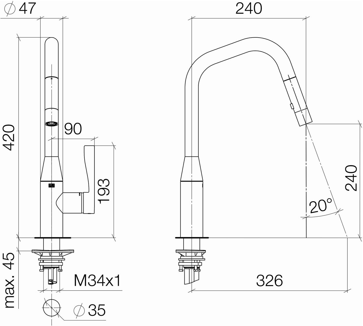 Dornbracht Sync Einhebelmischer Pull-down mit Brausefunktion