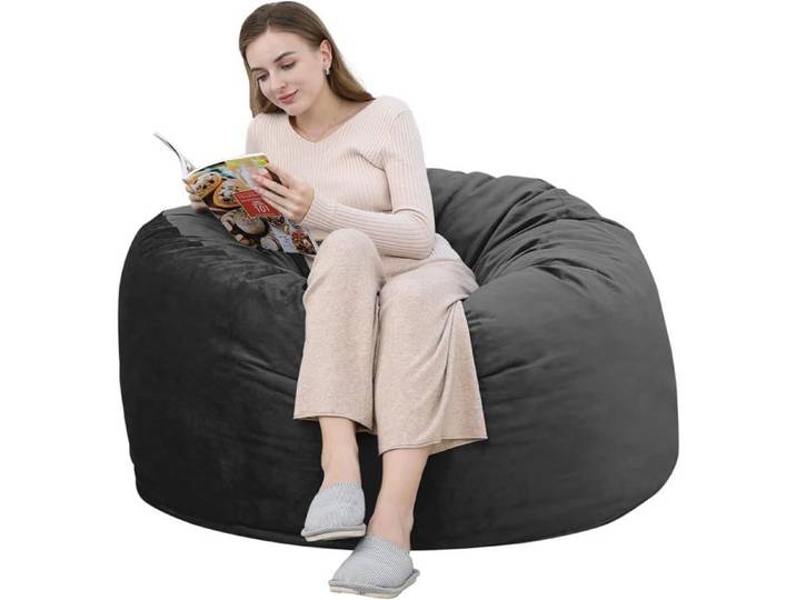 Pouf géant en velours côtelé - LUNSY - Velours côtelé ultra-doux - Garnissage mousse haute densité