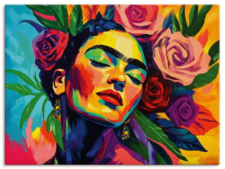 Wandbild ARTLAND Die florale Umarmung, Rosen Mädchen , bunt (farbe bild(er): farbig), B:80cm H:60cm, Bilder, Wandbild, als Alubild, Leinwandbild, Poster, Wandaufkleber in verschied. Grössen