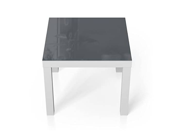 DEQORI Glastisch weiß klein 55x55 cm Unifarben - Dunkelgrau ausgefallener Beistelltisch aus Glas Hochglanz Couchtisch fürs Wohnzimmer moderner Couch Tisch mit Design