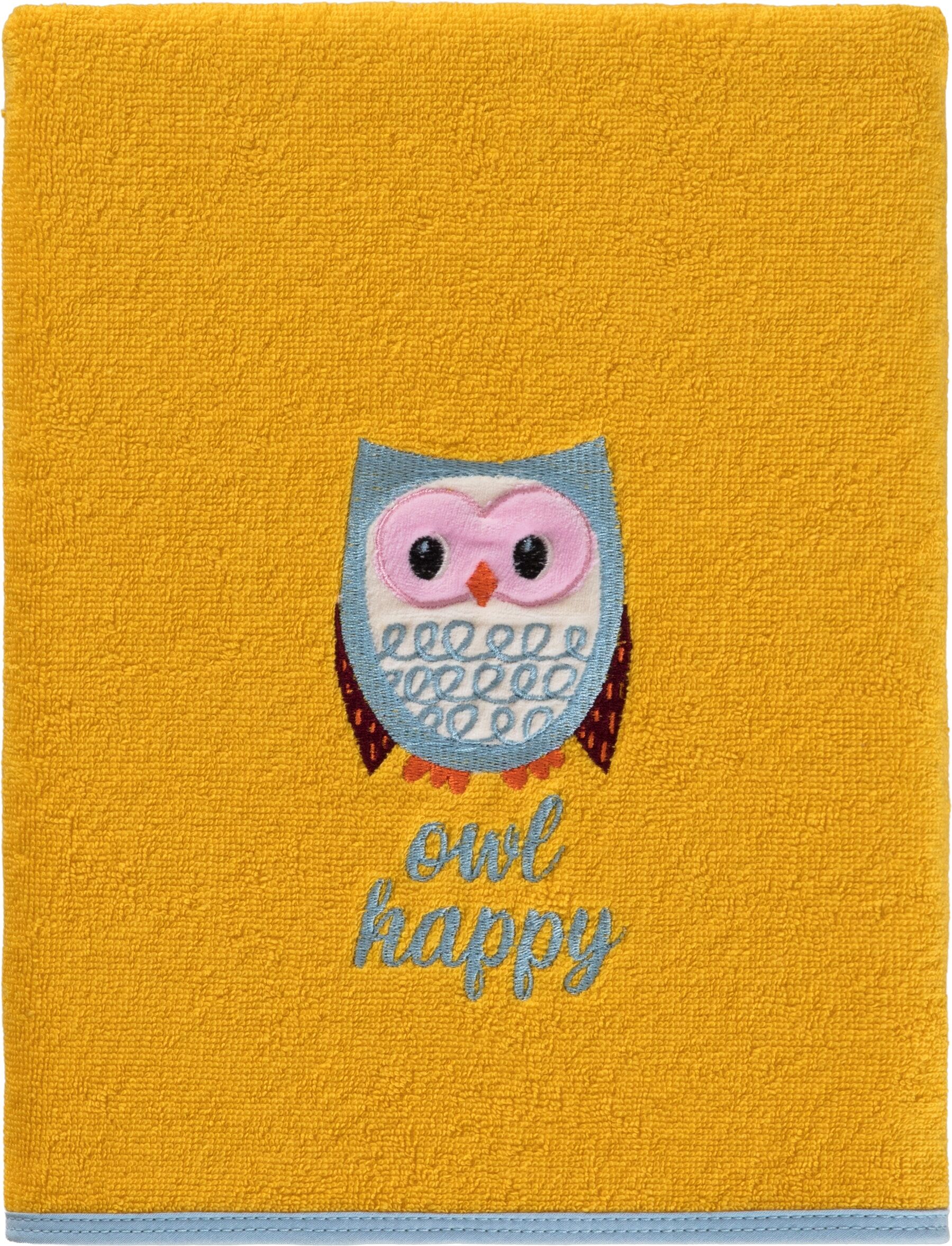 Duschtuch EGERIA "OWL", gelb, B:70cm L:130cm, Frottier, Baumwolle, Handtücher, Duschtuch, mit Eulen Applikation gelb B/L: 70cmx130cm, 1 Stk., Frottier