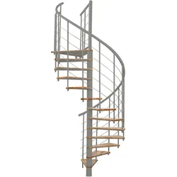 Minka Spindeltreppe Fusion 37 - 295cm Geschosshöhe Buche Grau 120cm Durchmesser