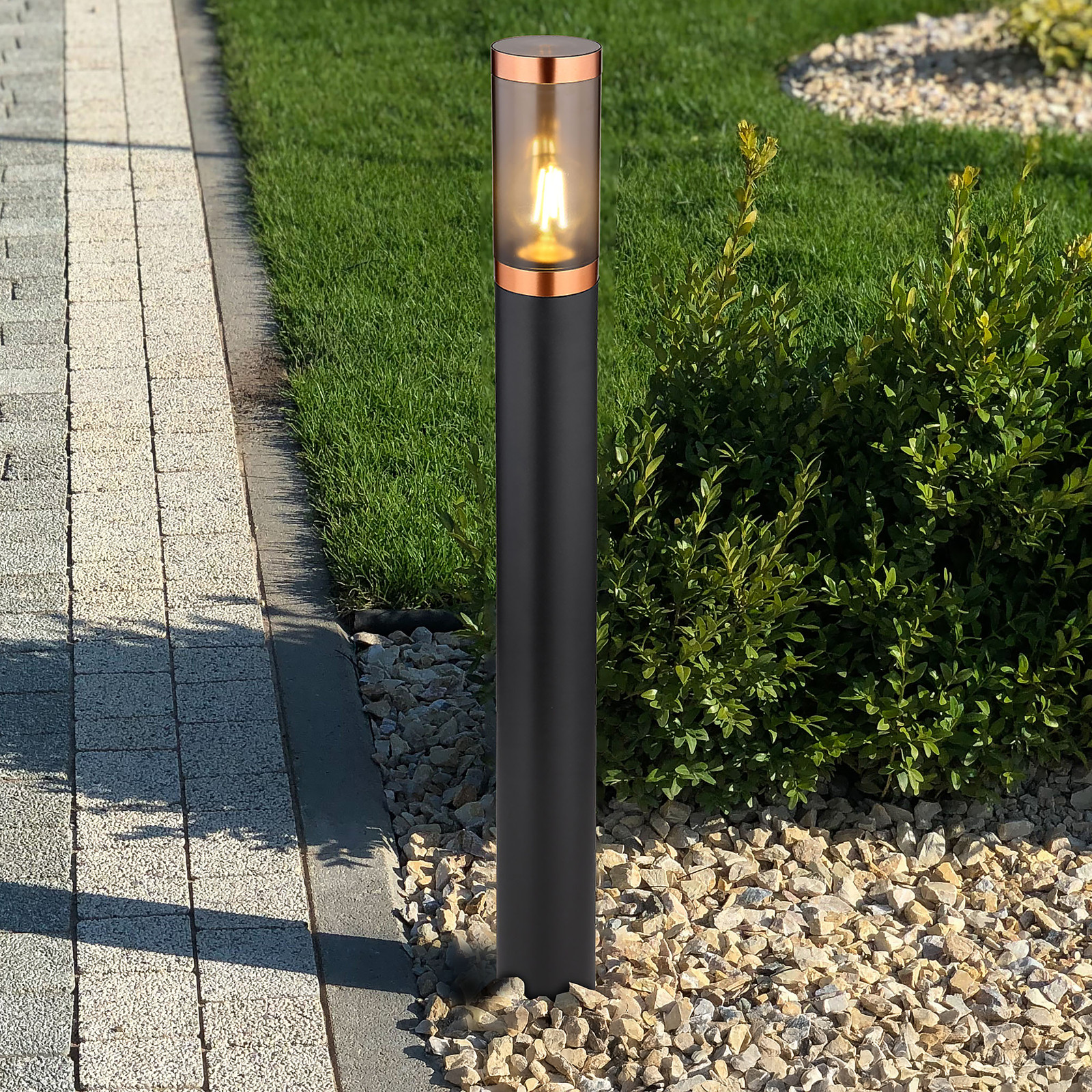 Globo Lighting Padverlichting modern oranje zwart koperkleurig 80 cm