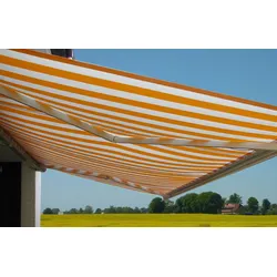 Elektrische Kassettenmarkise H124, Markise Vollkassette 5x3m ~ Polyester Orange/Weiß