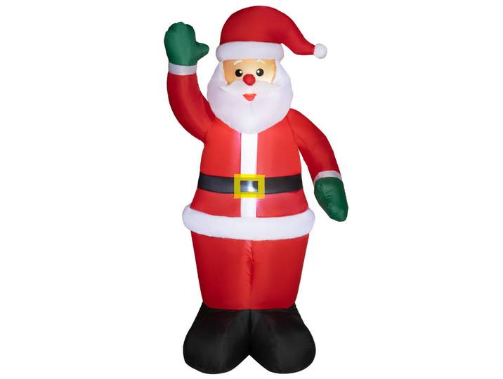 Outsunny Aufblasbar Weihnachtsdeko 1,84 m Weihnachtsmann mit LED-Beleuchtung Gartendeko, Rot, Kunststoff, 60x184x88 cm, Dekoration, Weihnachtsdekoration