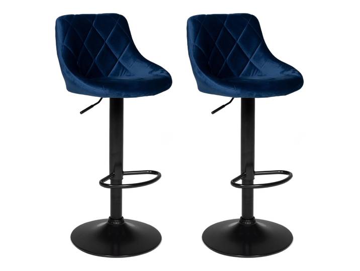 Lot de 2 tabourets de bar en velours bleu