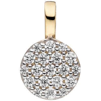 Kettenanhänger JOBO "Kleiner Anhänger rund Goldanhänger 6 mm", gelbgold 333, weiß, Schmuckanhänger, Damen, Gelbgold 333, Kettenanhänger, 8 Karat 333 Gold mit 19 Zirkonia
