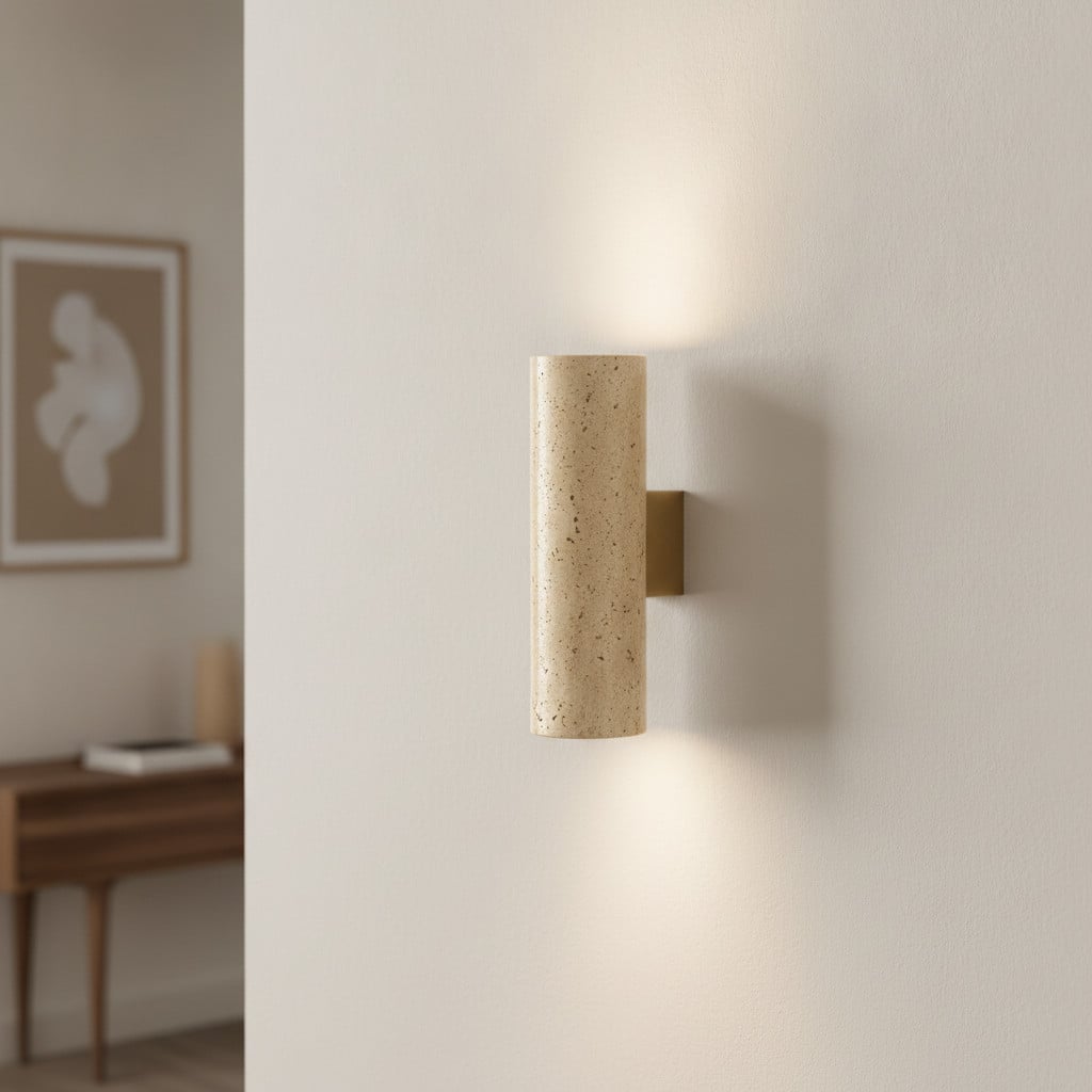 Lyora Design wandlamp Olvio zand bruin travertin steen
