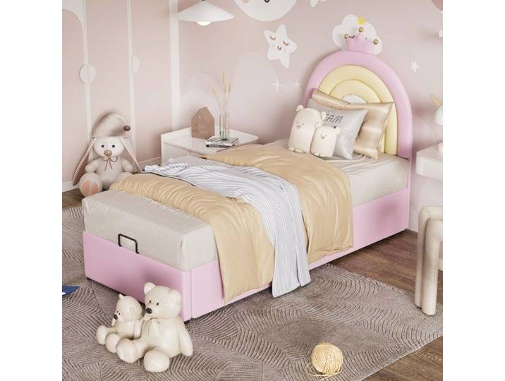 Lit coffre - AUTREMENT - 90 x 200 cm - Rose - 1 place - Avec tiroirs