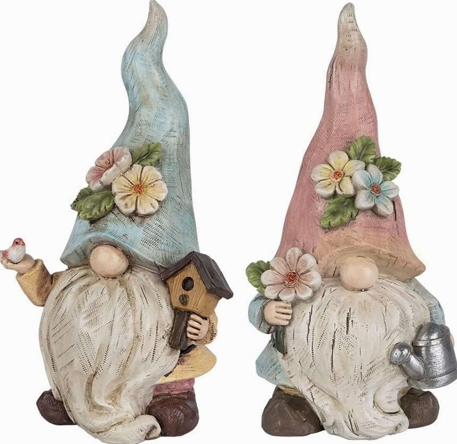 Set van 2 decoratieve tuinkabouters van hars voor op tafel, hoogte: 23 cm