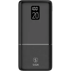 SIGN Powerful Q.C Powerbank 20000mAh, 2.1A - Black (Kabelgebunden), Kopfhörer, Schwarz