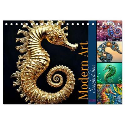Seepferdchen - Modern Art (Tischkalender 2026 DIN A5 quer), CALVENDO Monatskalender