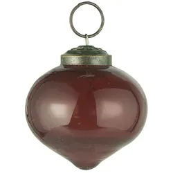 Ib Laursen Weihnachtskugel bubbled Glas zwiebelförmig, Höhe 5.4, Ø 5.2 cm, coral almond