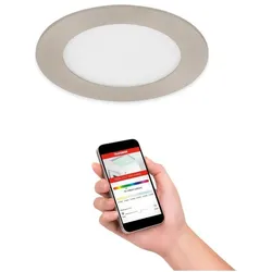 Telefunken, Einbauleuchte, LED Einbauleuchte dimmbar IP23 WiFi RGBW 6W 600 lm warmwei - tageslichtwei rund nickel matt 120 (Metall)