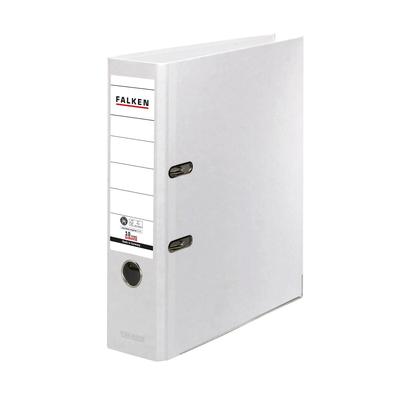Falken 11285897 Recycolor-Farb-Ordner A4, Rücken 80mm, mit geklebtem Rückenschild - Weiß