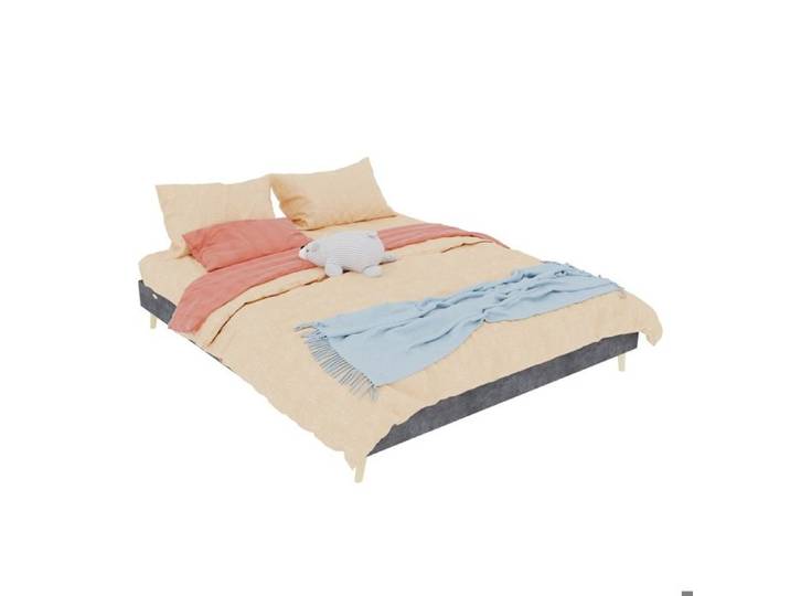 Cadre de lit minimaliste moderne Velours hollandais Meubles de chambre de style moderne Gris 160*200CM Boîte basse