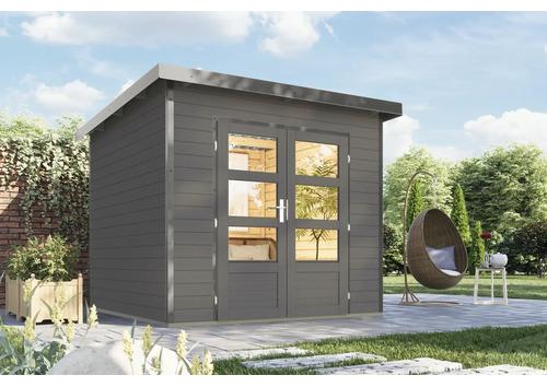 Gartenhaus Karibu Metalwoody 3 B Blech graualuminium inkl. Unterkonstruktion 267 x 266 cm terragrau