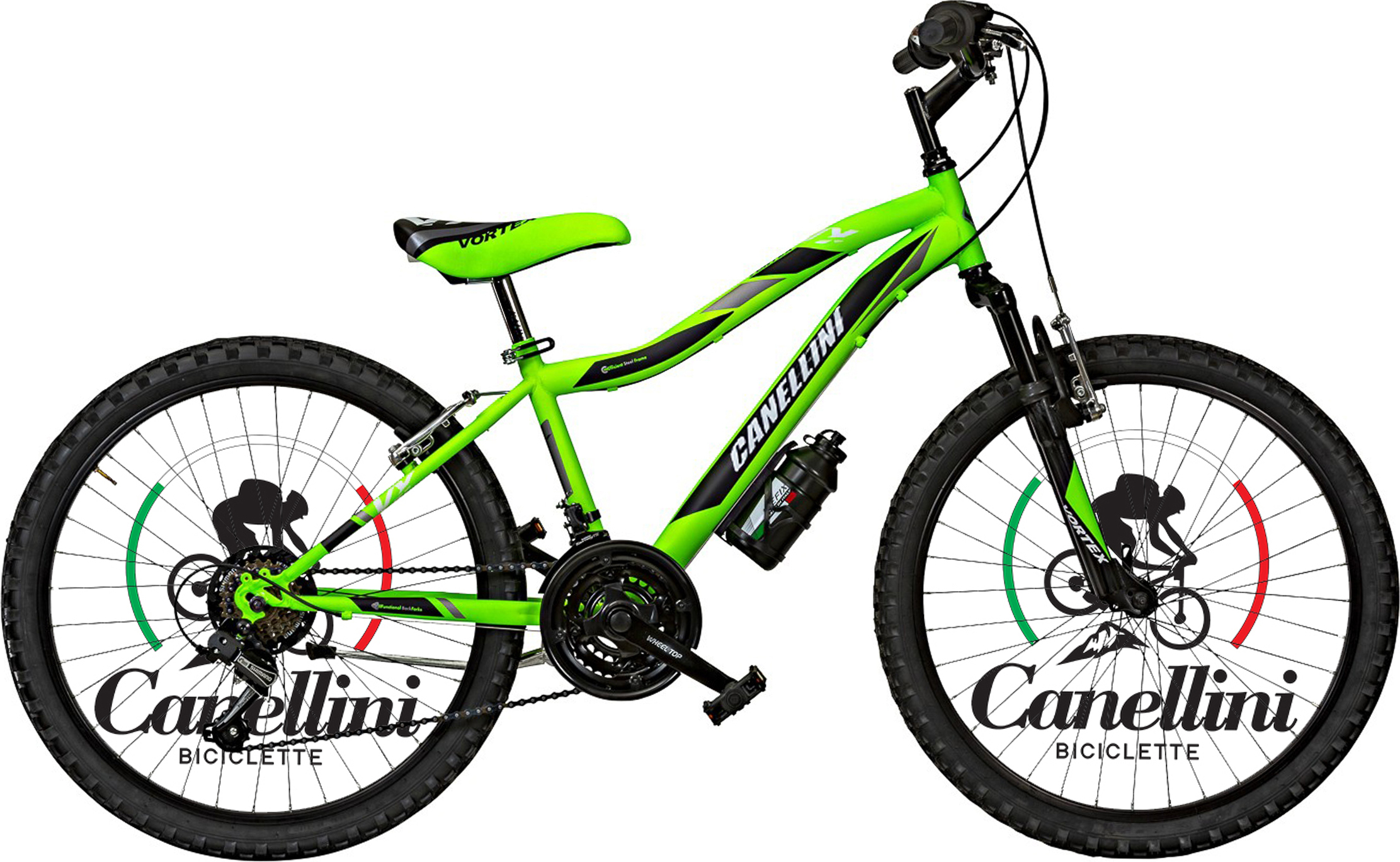 Kinderfahrrad MTB Canellini VORTEX 24" - Grun/Schwarz