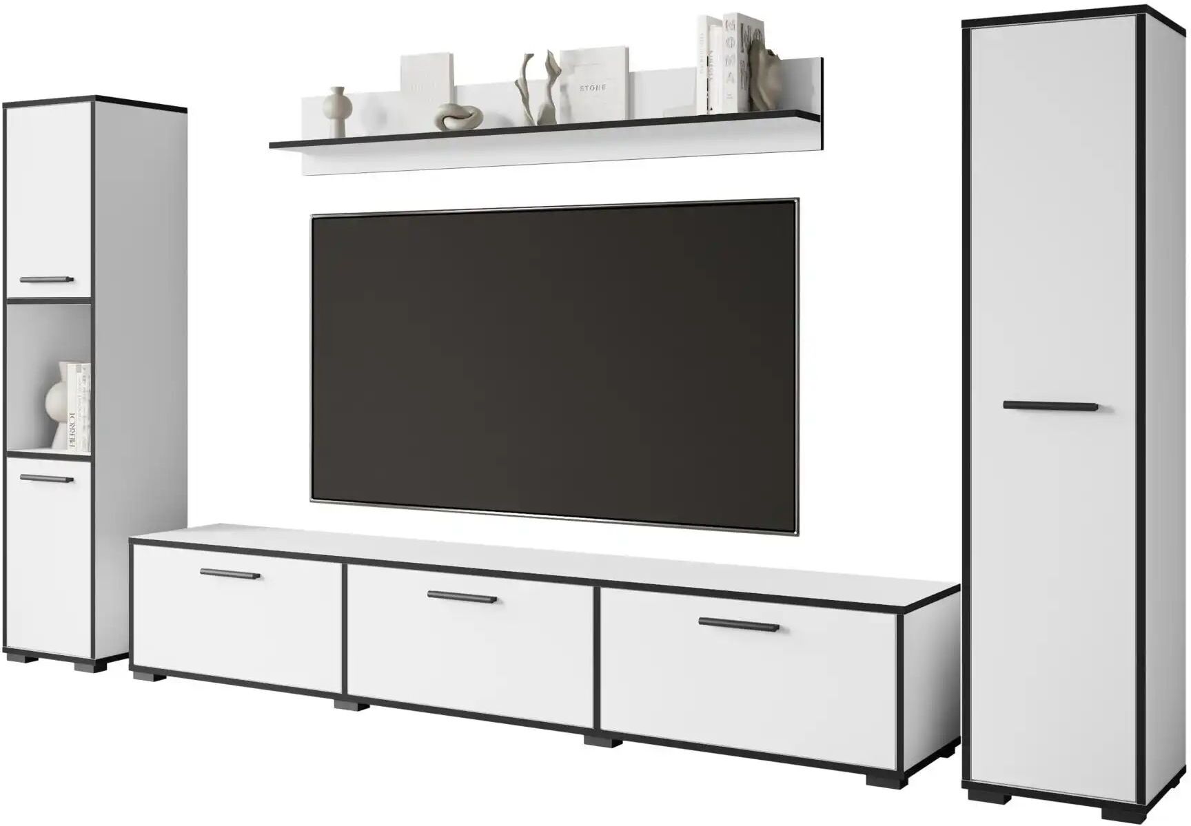 Höffner Wohnwand  Bogota ¦ weiß ¦ Maße (cm): B: 240 H: 130