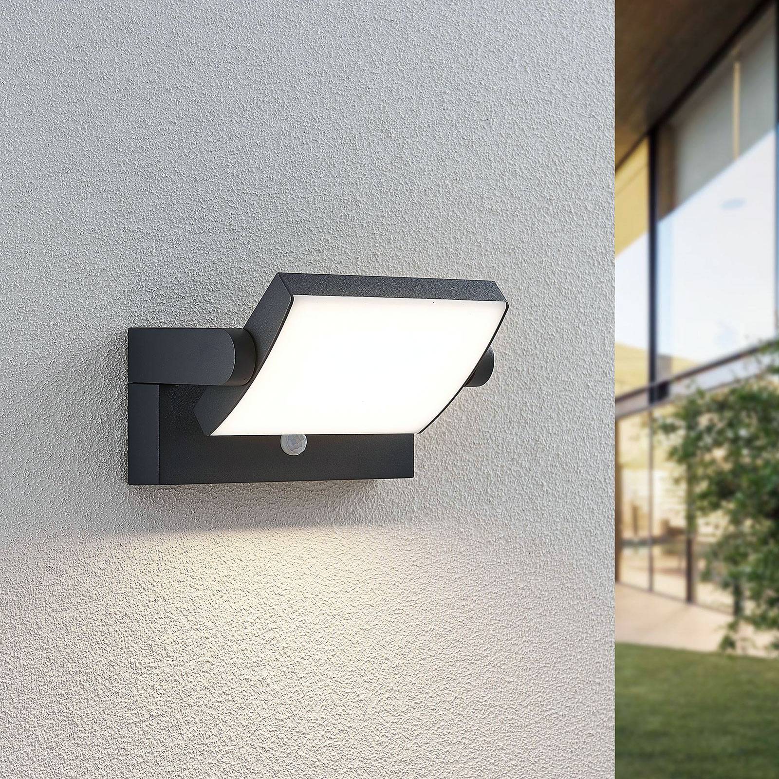 Applique extérieur avec détecteur Sherin Lindby, noir, Aluminium, Moderne