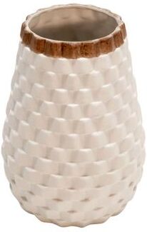 Sagebrook Home Decorative Vase - White/Brown Ceramic Round Textured, 9 in.