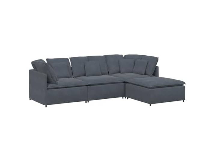 Todiikf Modulares Sofa 4-Teilig mit Fußhocker Samt Dunkelgrau L-Form Flexibles 4er-Set für Wohnzimmer und Gästezimmer mit weicher Samtpolsterung und stabilem Metallgestell.