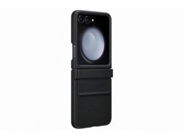Samsung - Coque Z Flip 5 Simili Cuir Design Noir