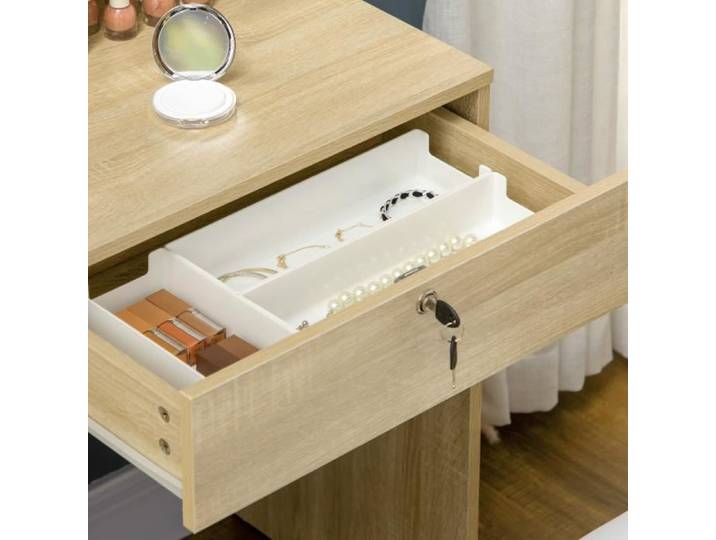Coiffeuse tabouret miroir SUZY chêne clair