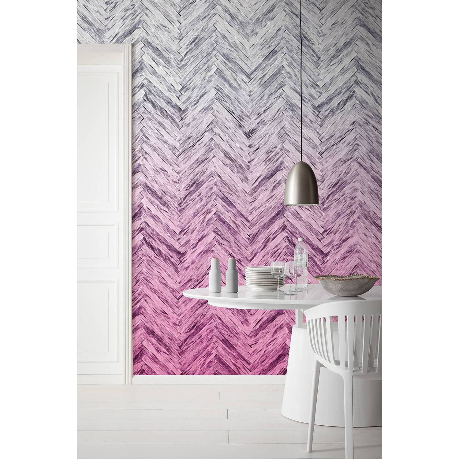 home24 Fotobehang Herringbone Pink 400cm