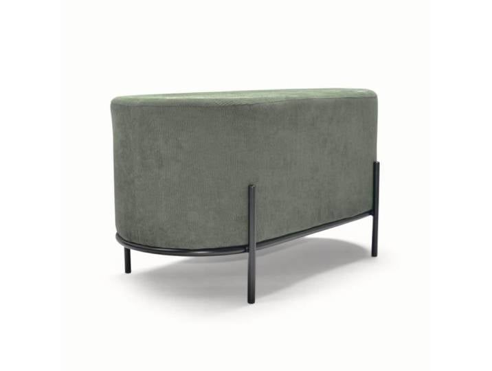 Pouf Frankystar Lipsia Velvet ovale vert pieds acier noir