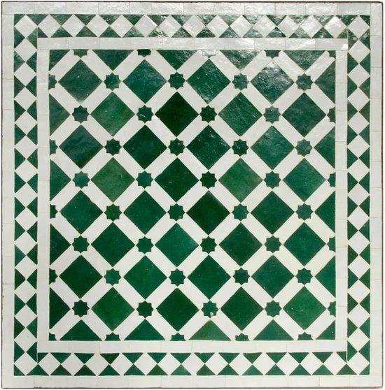 Mozaïktisch Tisch - Handgemachtes Marokkanisches Design - 60x60x50 cm - Grün Weiß