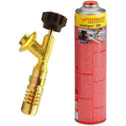 Rothenberger, Lötgerät, Industrial Hot Pack Brenner inkl. 1x Industrial Multigas 300 600 ml (Lötlampe)