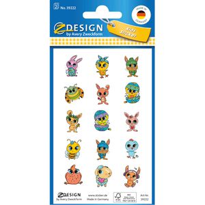 Zweckform Sticker 39222 Z-Design Kids Sticker Glubschies, Ostertiere, 30 Aufkleber, 30 Stück